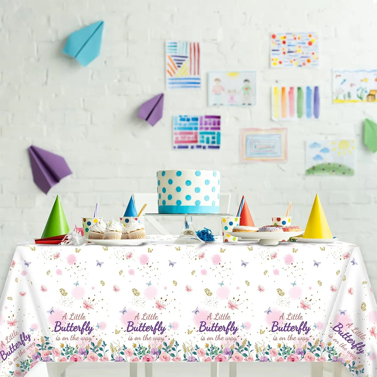 Light Purple Lavender Wildflower Tablecloth Butterfly Theme Birthday Party Decorations Kid Girl Baby Shower Supplies Table Cover