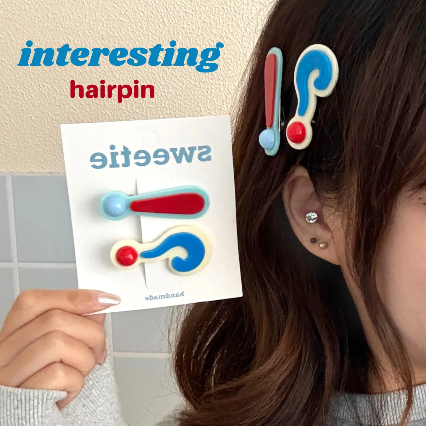 

2pc Cute Fuuny Style Acrylic Question Mark Hairpin Retro Hair Side Clips for Girls Women Korean Hair Accessories