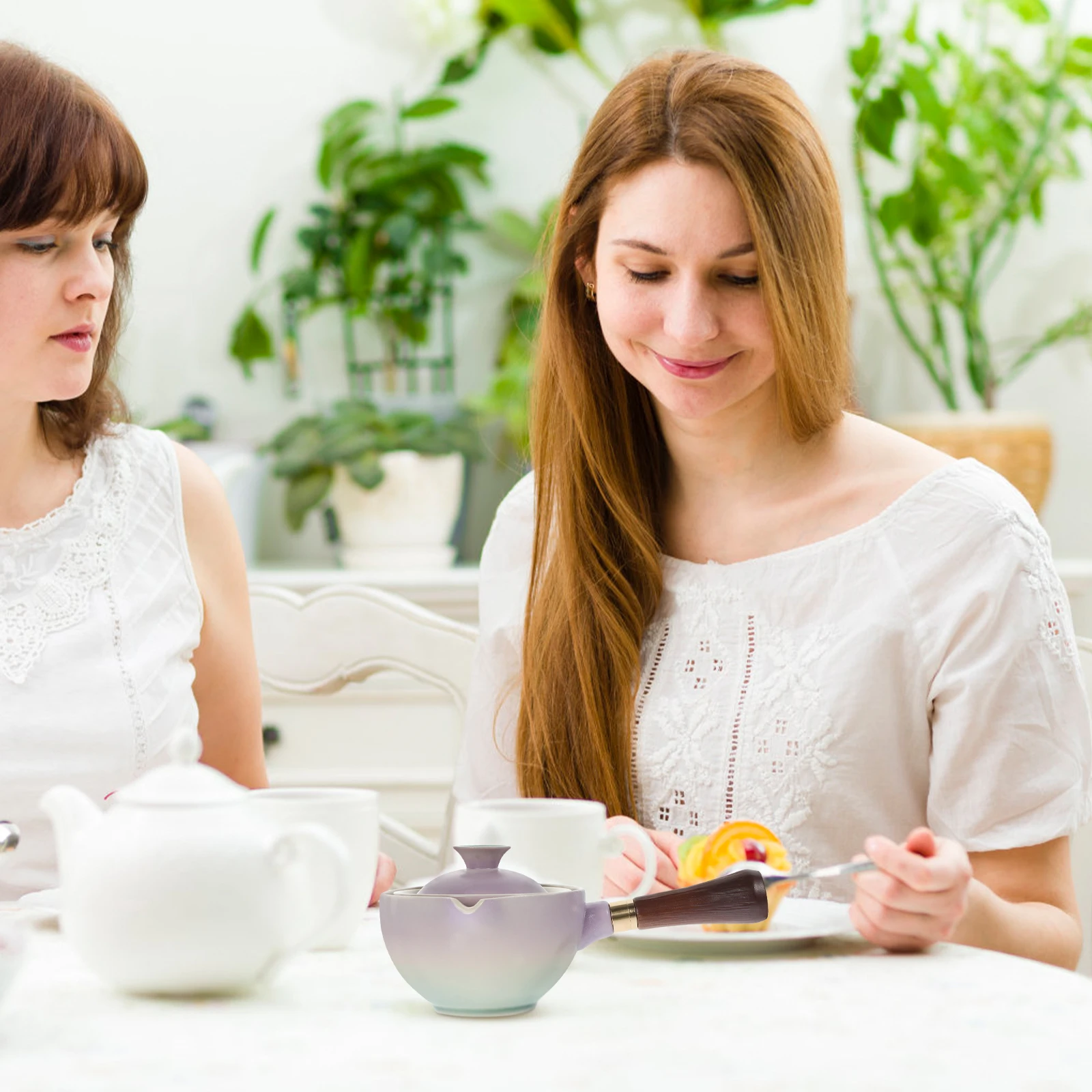 إبريق شاي سيراميك دوار 360 درجة مقبض جانبي دوار براد شاي للمنزل والمكتب والمطبخ بار استخدام شاي عملي محمول