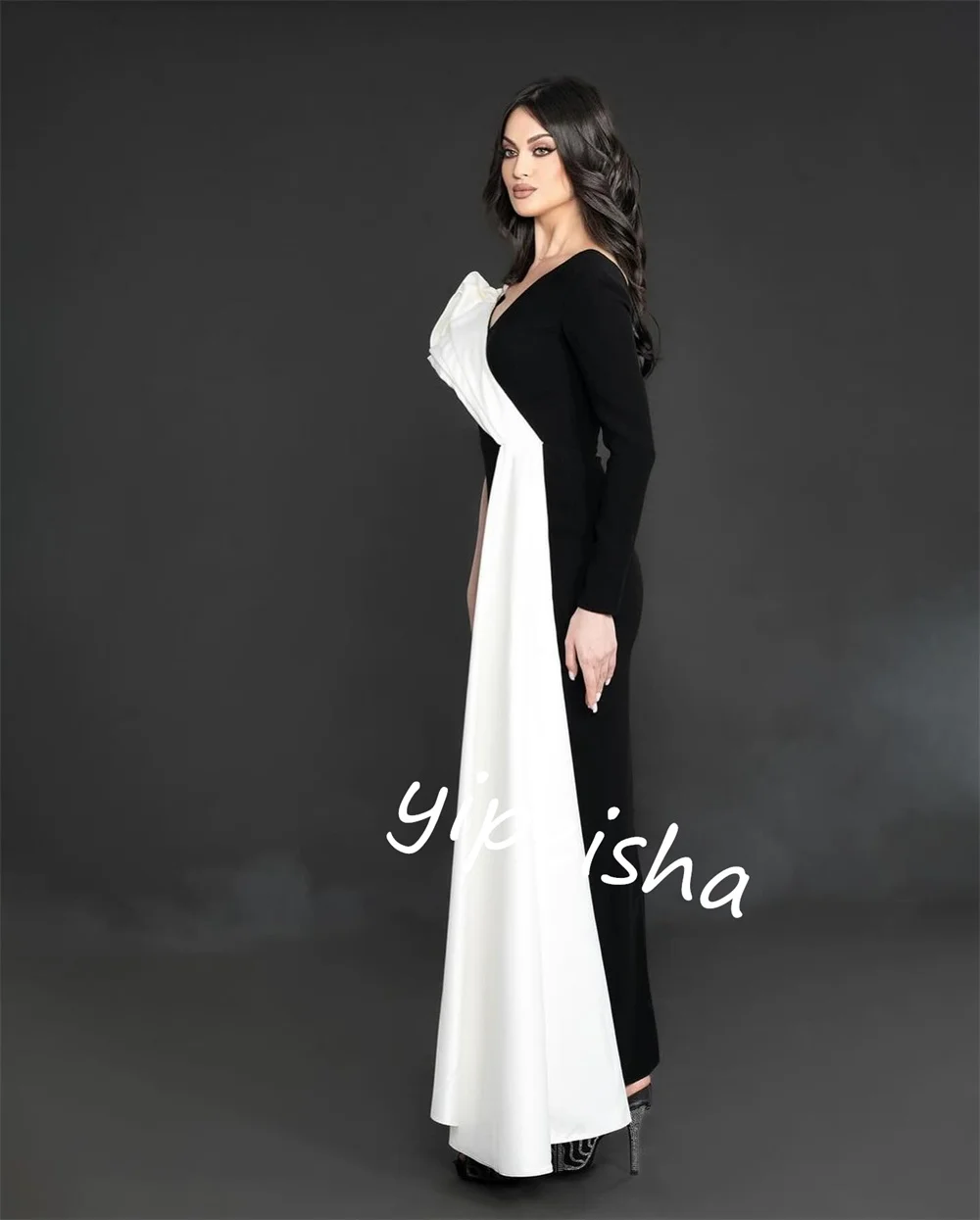 Customized  Jersey Ruffle  Sheath One-shoulder Bespoke Occasion Gown Midi es Saudi Arabia  Dresses