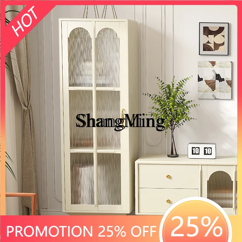 FG good-looking  Cream Style Dining Side Cabinet Storage Solid Wood High Side Cabinet Retro Living Room Decoration Cabinet