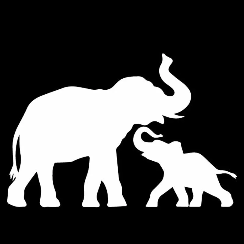 Afbeelding 3: Olifant en babyolifantstickers Hoge kwaliteit autoraamdecoratie Persoonlijkheid Pvc Waterdichte stickers Zwart/wit, 17 cm * 11 cm