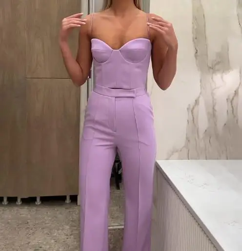 3Pcs Women Outfit 2025 Autumn New Temperament Commuting Spaghetti Strap Crop Top & High Waist Pants Set with Long Sleeve Blazer