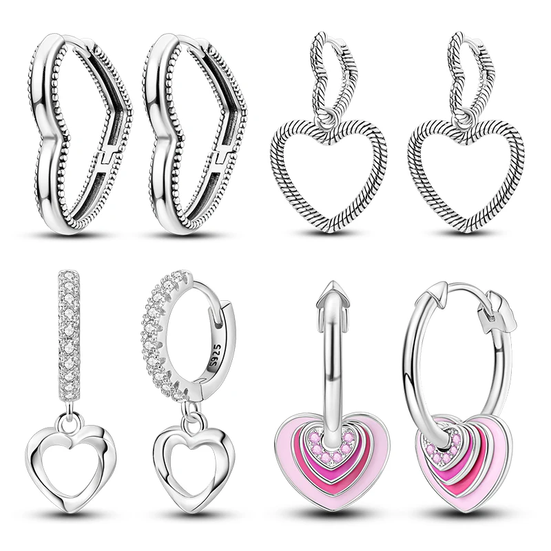 

925 Sterling Silver Pave U Shape Heart Eardrop Earrings Hoop Earrings For Women Wedding Engagement For Girlfriend Birthday Gift