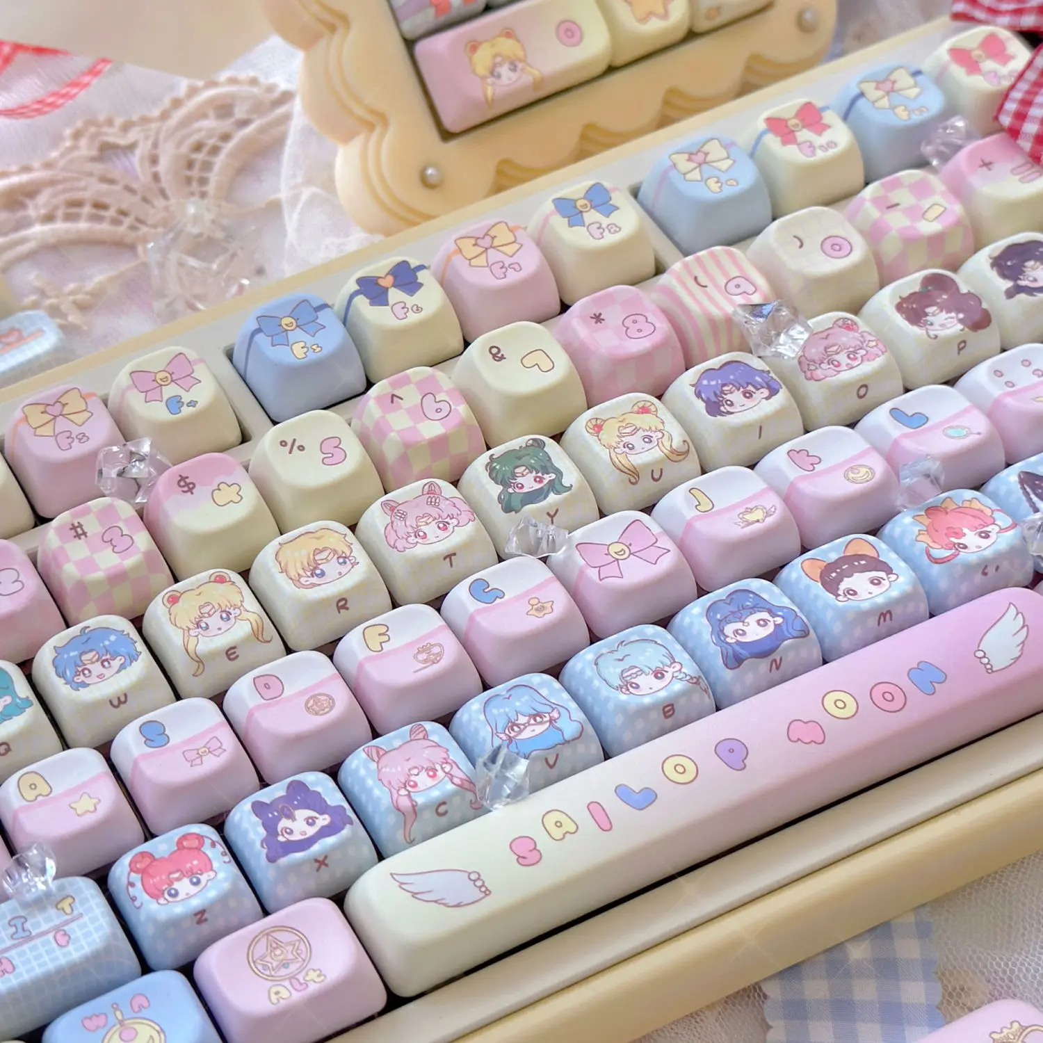 

Cute Keycaps MOA Profile Gift Keycap PBT Key Alice Caps Mechanical Keyboard Cap Wooden 2.25U/2.75U Spacebar for Mx Switch