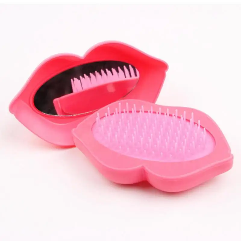 2023 Lips Shape Comb Antistatic Massage Mirror Hair Brush Salon Styling Professional Hair Styling Tool Red Lips Comb