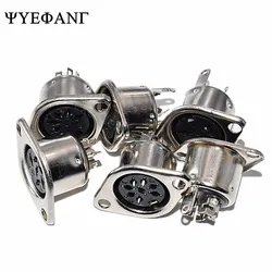 5Pcs Metal 3 4 5 6 7 8 Pin DIN Female Socket Hulled Panel Mount Chassis Connector Soldering Iron
