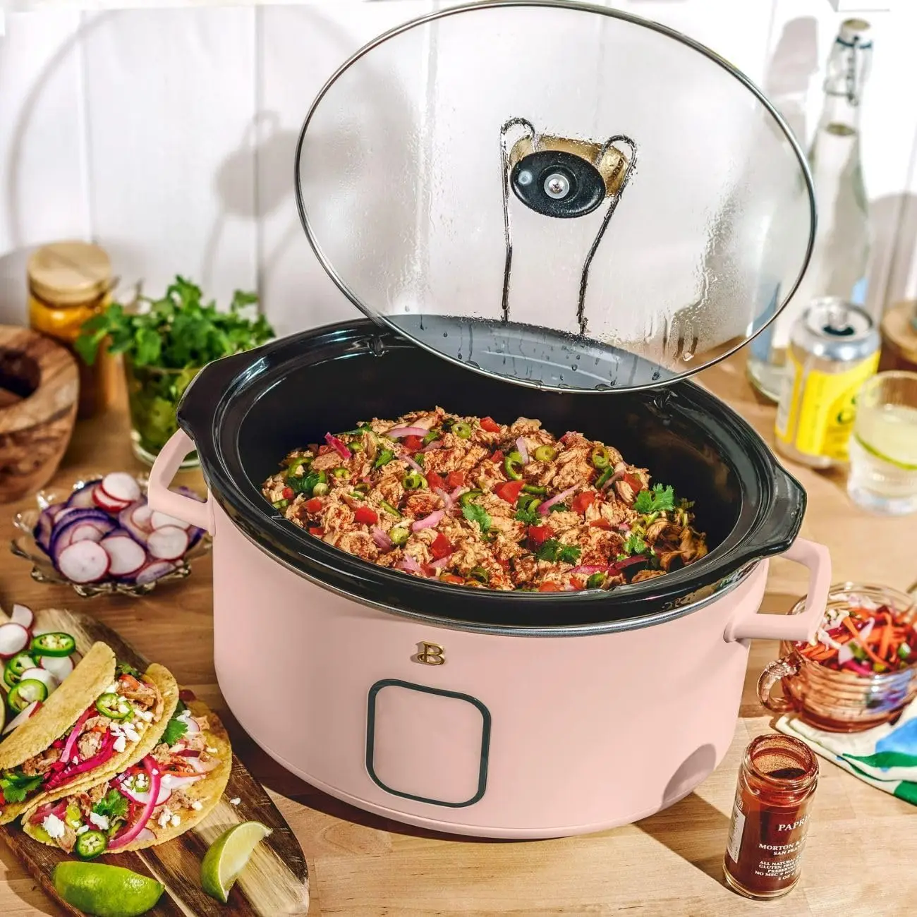 Beautiful 6 Qt Programmable Slow Cooker – Effortless Meals, Stunning Design (Rose)
