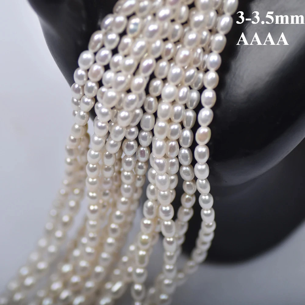 

3-3.5mm4A Natural Freshwater White Rice High Quality Bead Pearl Fine Premium Gift Jewelry Make DIY Necklace Bracelet Accessories