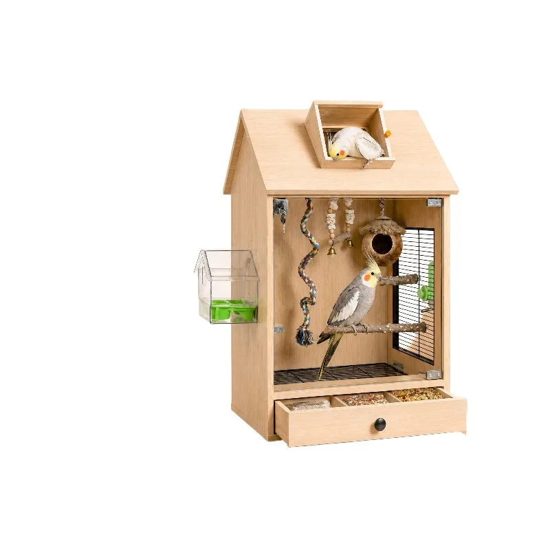 Little Sun Parrot Cage 2026 New Splash-proof Soundproof Belt Easy Cleaning Ecological Luxury Villa Parrot Bird Cage