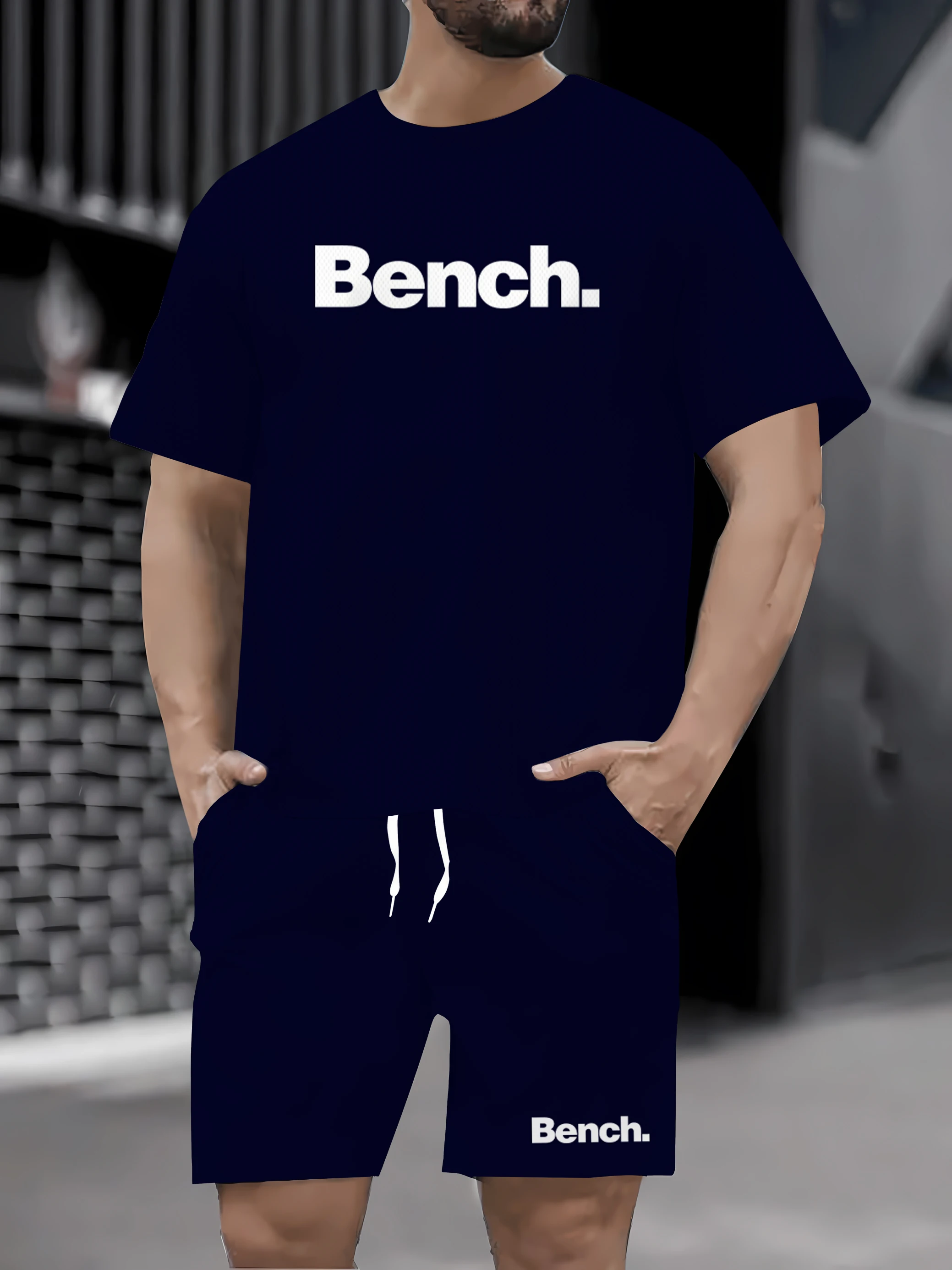 

2025 Summer New Pattern Men's T-shirt+Shorts 2-piece Set Fashion Trend Comfortable Shorts Set Simple Men's Round Neck Sports Set