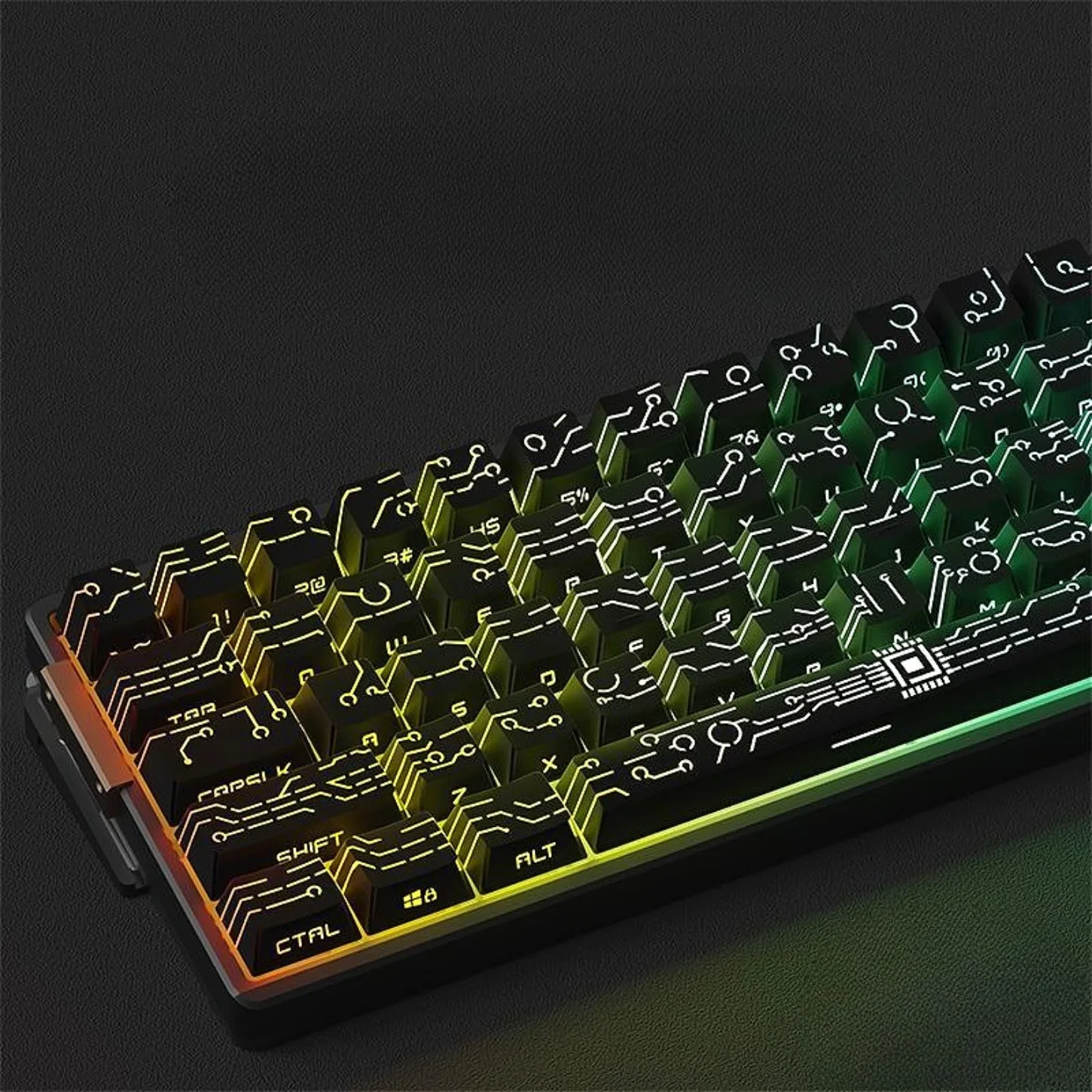 Electronic World Theme Cherry Keychain Kit 132 Key Side Engraved Translucent Suitable for 60/64/84/98/108 Mechanical Keyboard