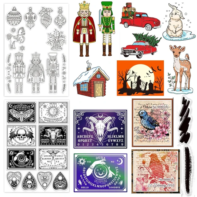 Dekoracja świąteczna z motywem dziadka do orzechów przezroczyste znaczki latarnia bożonarodzeniowa mały dzwonek przezroczyste silikonowe stemple do album do scrapbookingu DIY
