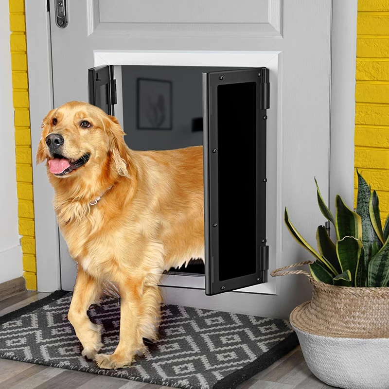 

Heavy Duty Aluminum Pet Double Door Large Dog Free In Out Spring Pet Door Smart Reset