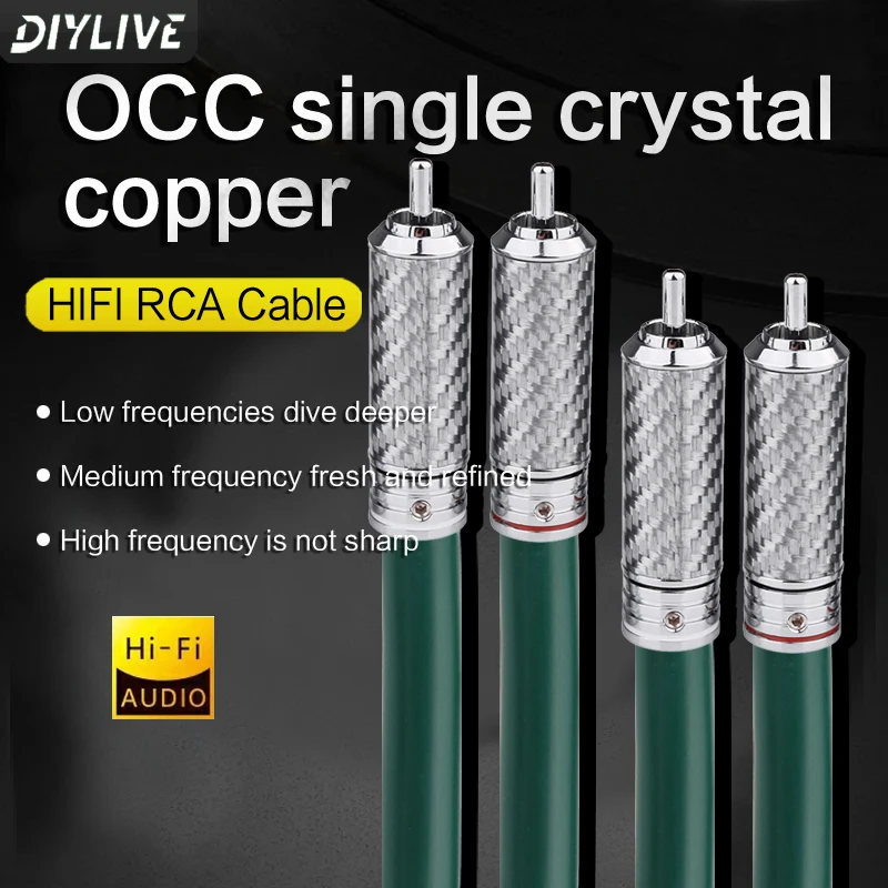 DIYLIVE Single crystal copper RCA audio cable Fever power amplifier audio cable hifi dual lotus head 2 to 2 signal cable