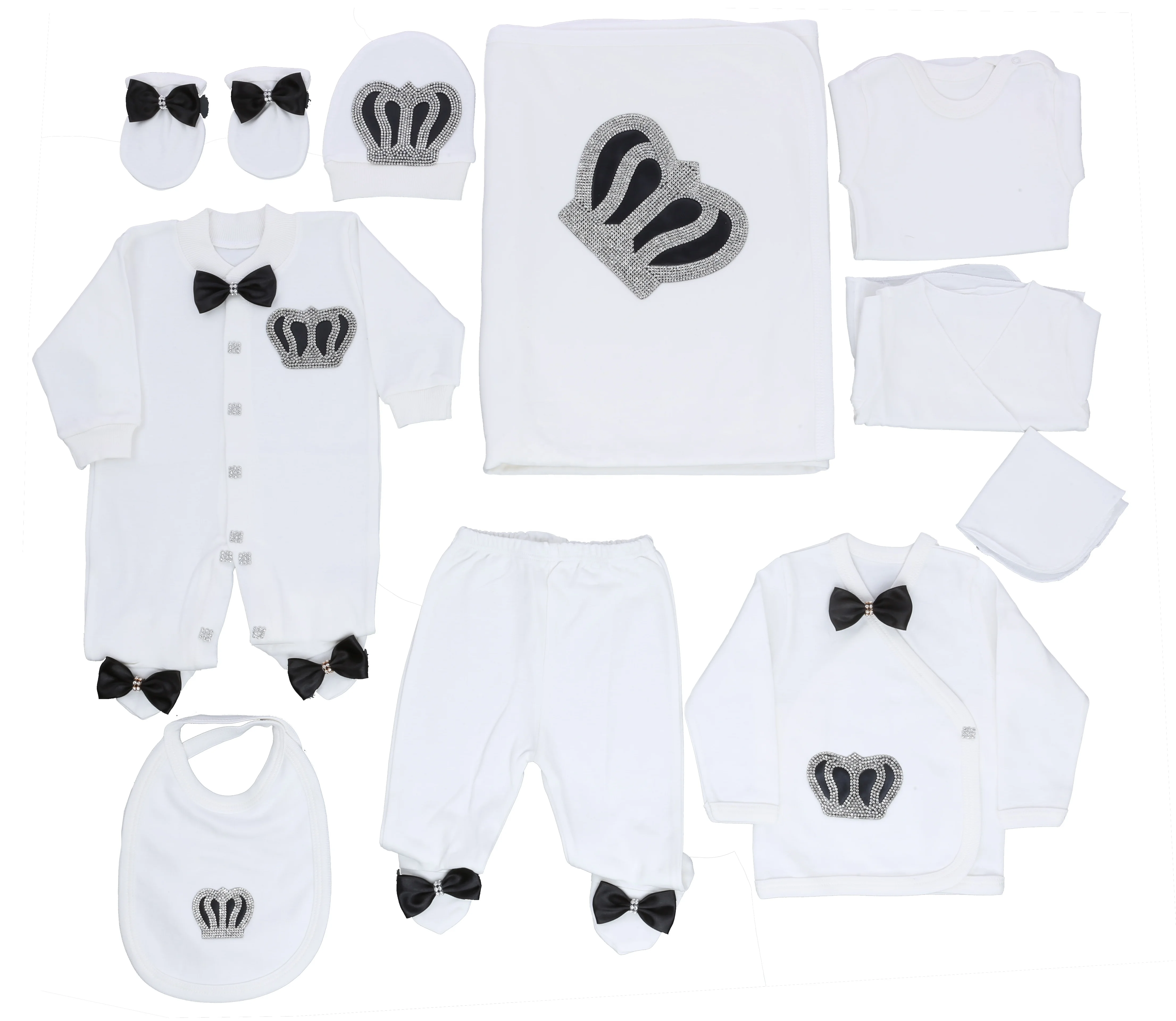 Wholesale Custom Newborn New Design 100% Cotton Fabric Knitted 10 Pieces Long Sleeve Bubble High Quality Baby Romper Set