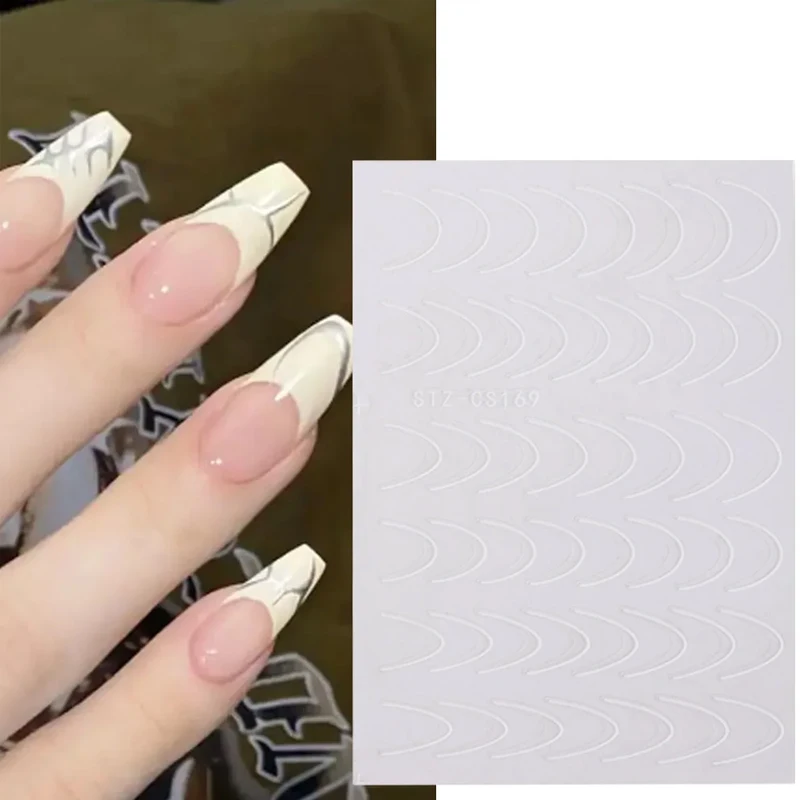 1 Lenzuola Francese Gradiente Linea Unghie Artistiche Adesivi 3D Autoadesivi Bianco + Nero Cursore Design Stencil Manicure Guide FAI DA TE Unghie Decor