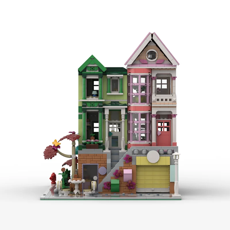 2280PCS MOC Città Angolo Appartamenti e Negozio - Modifica del Set 42670 Casa Modello di Strada Costruzione di Mattoni Impilabili Creativi