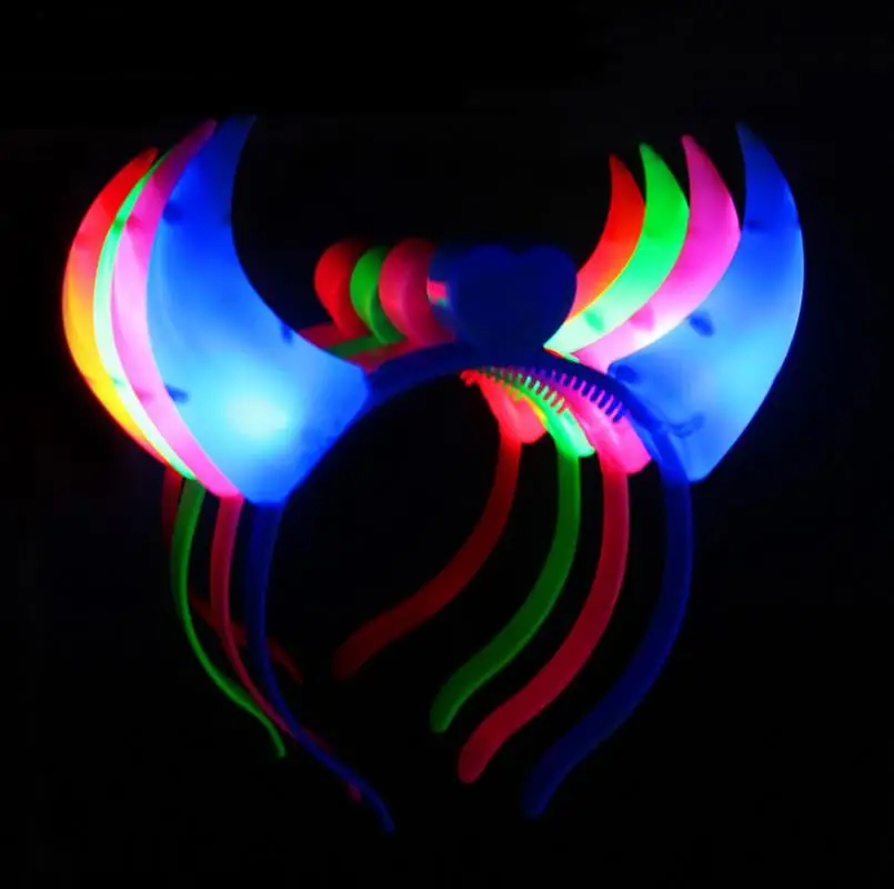 100pcs Ox Horn Party Headwear Flashing LED Headband Christmas Decorations Luminous Devil Horns Head Hoop Light ni85