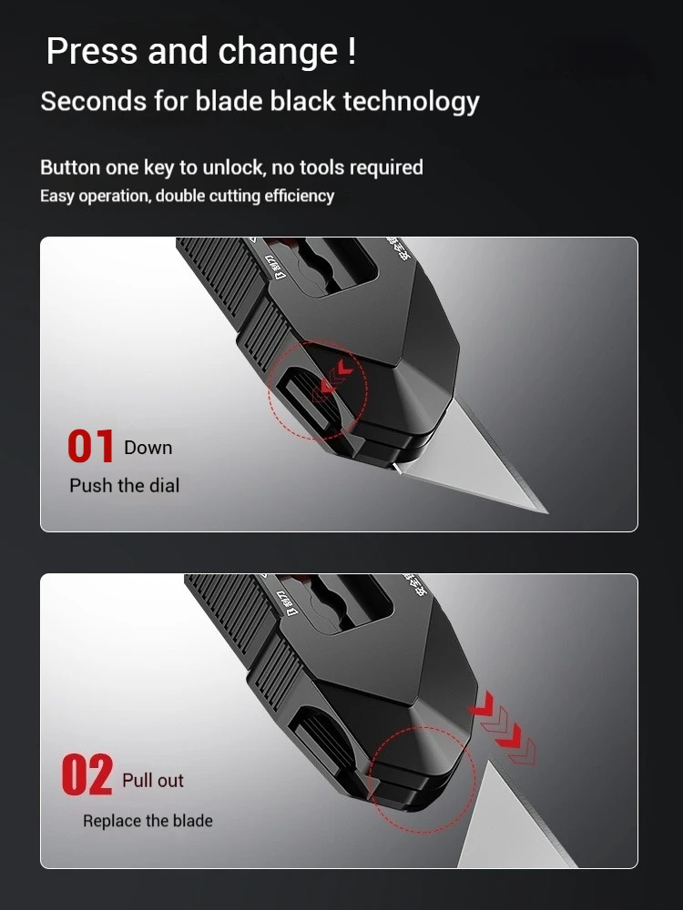 Deformable Scraping And Planing 2 in 1 Utility Knife Multi Functional Cutting Tool Rubber Handle One Click Unlocking Easy to Use