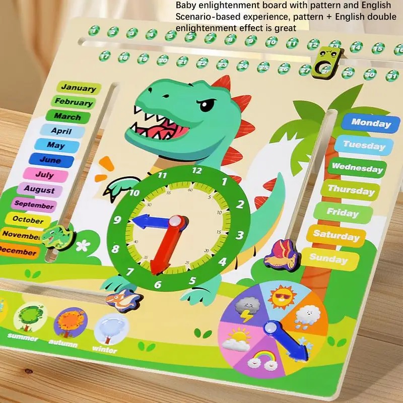 Calendario per bambini Calendario prescolare Orologio didattico 6 in 1 Divertimento per raccontare il tempo Orologio didattico Giocattoli per l'apprendimento e l'educazione Giocattoli da viaggio