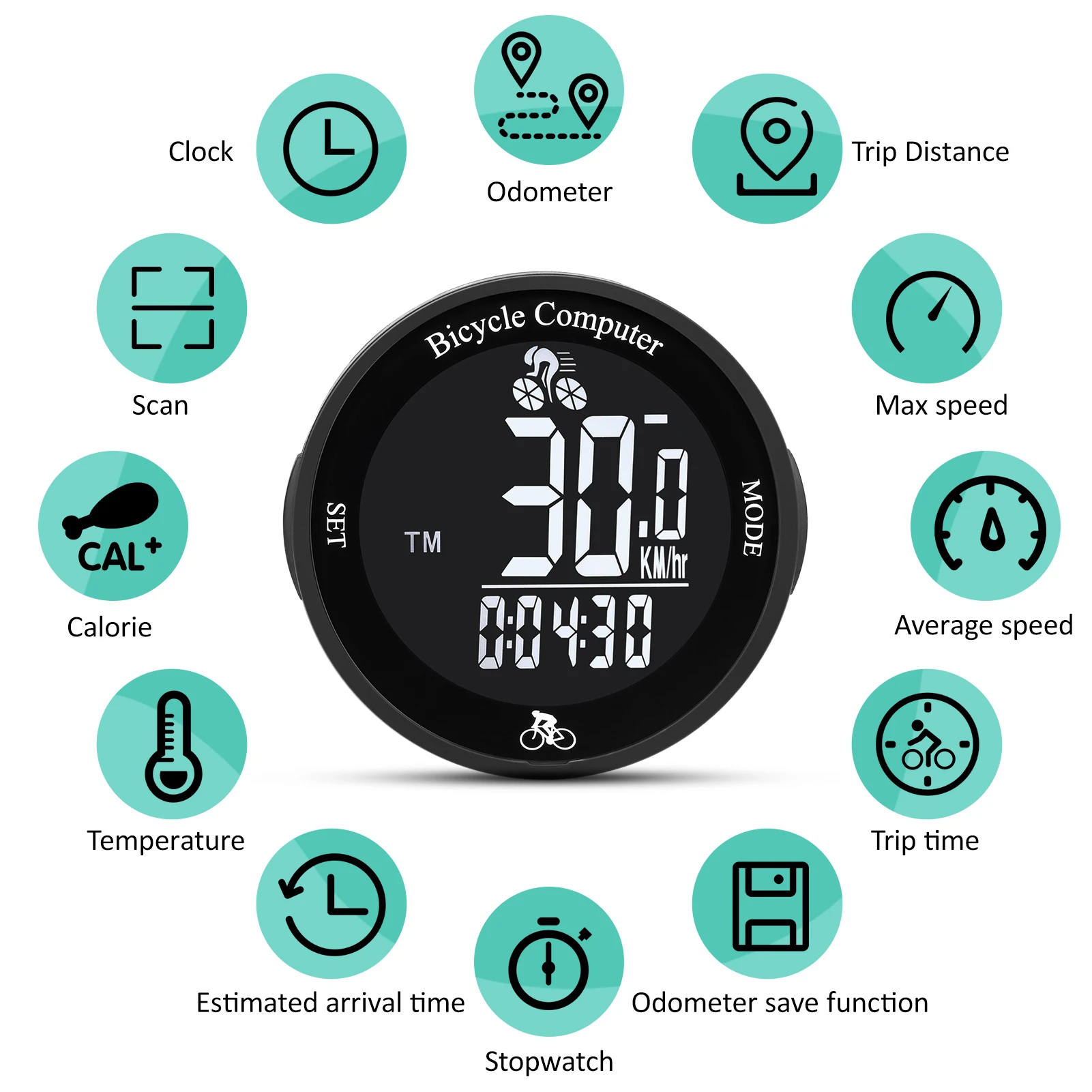 Wireless Bike Computer LCD Digital Bicycle Speedometer Waterproof Bicycle Odometer Multi Functional Speedometer Bike Speed Meter