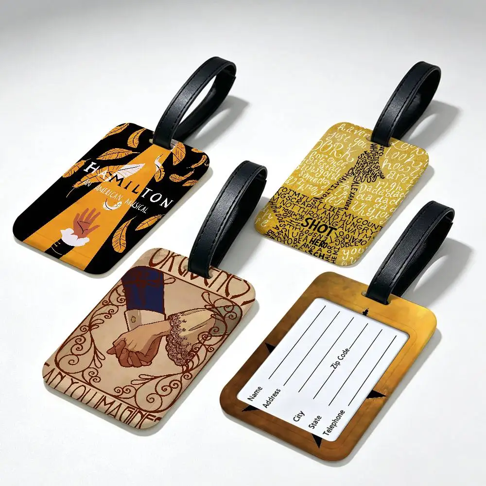 Classic Musical Theater H-Hamilton Anti lost PVC Suitcase Tag With Info Card Lightweight Baggage Identifier For Daily Trip