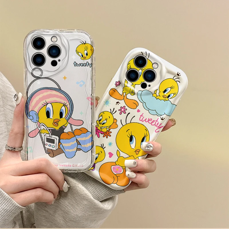 Funny Cute Tweety Bird Cartoon Phone Case For iPhone 16 Pro Max Case 15 14 13 12 11 8 7 Pro X XR XS Max Silicone Dustproof Cover