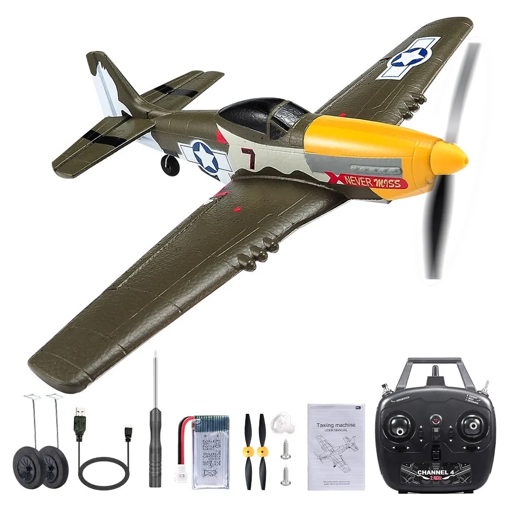 

US 2.4G 4CH WWII P51 Mustang Fighter Remote Control Glider RC Airplane 410MM RTF