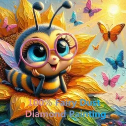 Honeybee Fairy 100% Fairy Dust Square Drill Full Diy Diamond Painting Cross Stitch Crystal AB Embroidery Mosaic Decor Needlework
