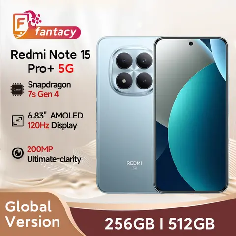 Xiaomi Redmi Note 15 Pro+ 5G Global Version Snapdragon 7s Gen 4 6.83" AMOLED Display 100W Hypercharge 6500mAh Battery NFC