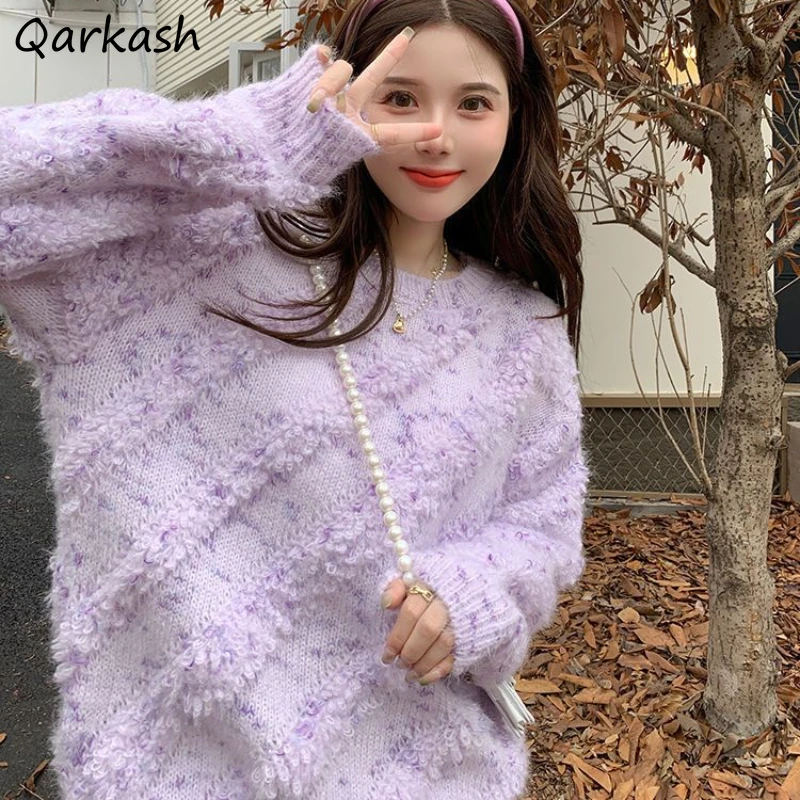 

3 Colors Pullovers Women Baggy Soft Leisure Y2k Sweet Autumn Gentle Pure Frayed Chic Harajuku Korean Style All-match Sweaters