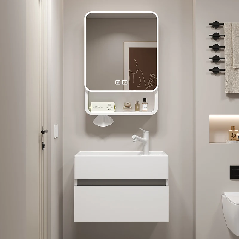 

New thickened honeycomb aluminum small apartment bathroom cabinet toilet washbasin cabinet combination wash basin ceramic integr