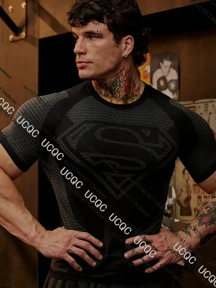 AliExpress NONE New Muscle Style Men's High Elastic Quick Dry Sports T-Shirt Workout Breathable Summer Gym Trendy Short Sleev Man Boxing Tops