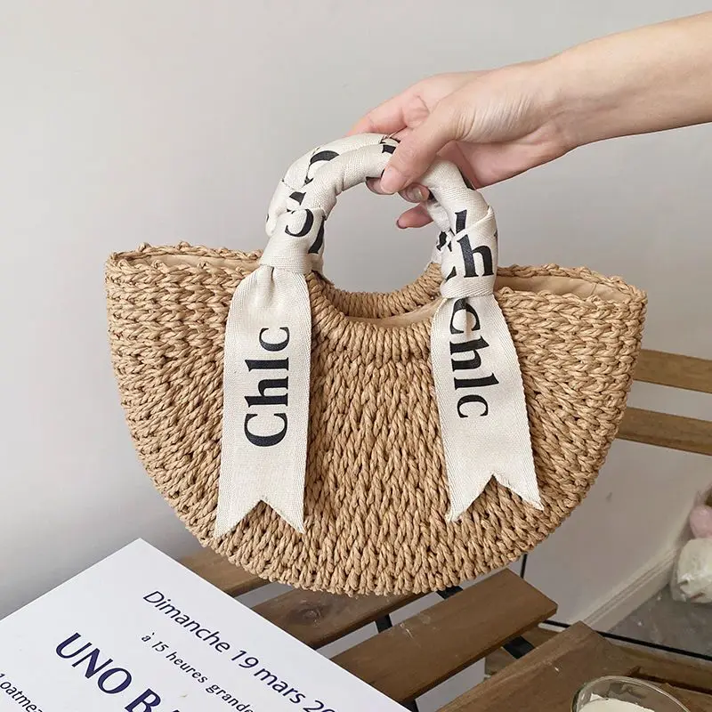 Scarves Rattan Tote Bags Luxury Designer Wicker Tote Bag Woven Fashion Summer Beach Basket Crossbody Shopping Straw Bag Purses