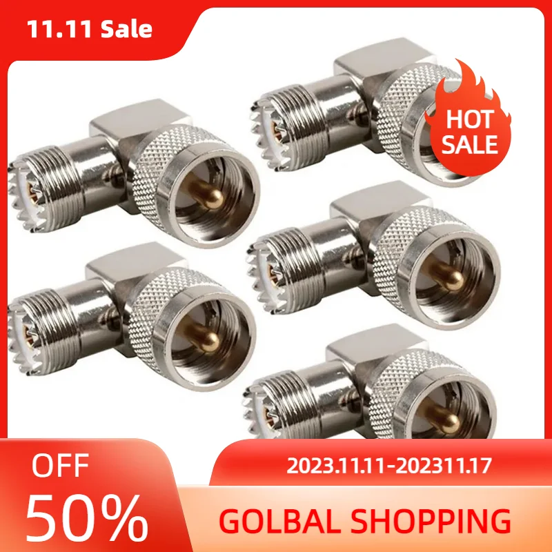

5pcs for High Quality 90 Degree UHF Plug Male PL259 To SO239 Female Jack Connector Right Angle Adapter Connector