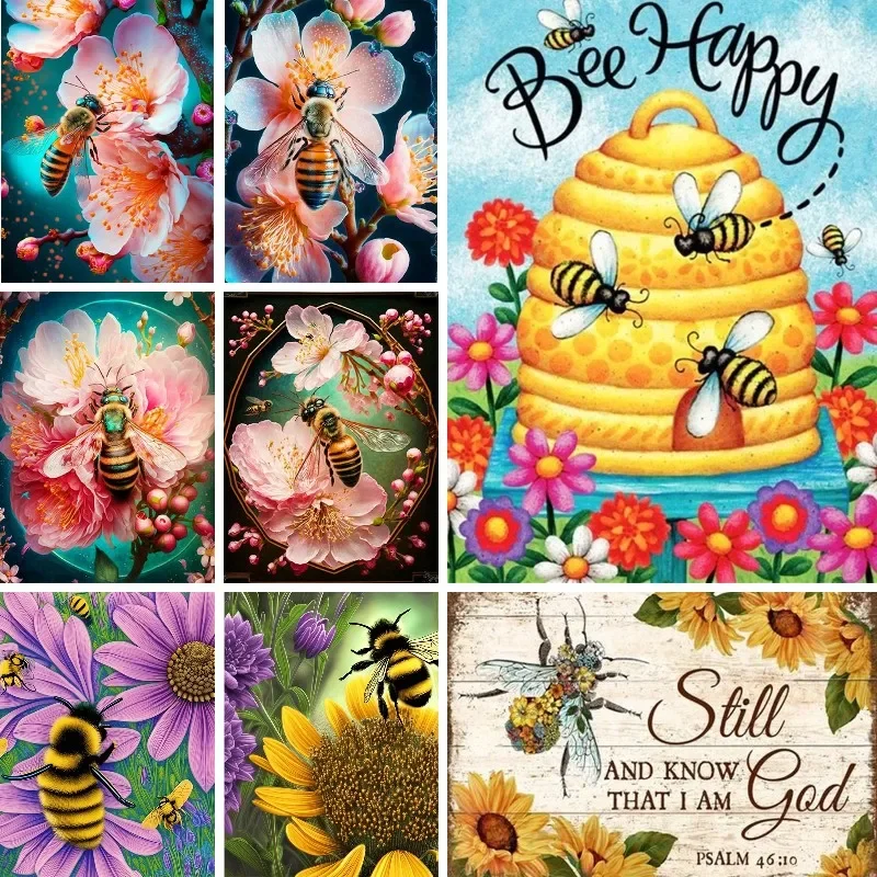 

Full Square Drill 5D Diy Diamond Painting Insects Honey Bee Flowers Diamond Embroidery Cross Stitch Kit Mosaic Handmade Gift