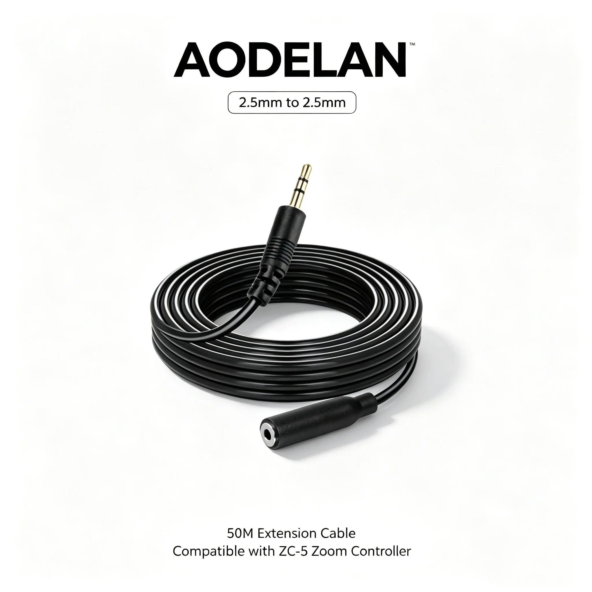 Image of AODELAN 2,5-mm-Stecker auf 2,5-mm-Buchse Verlängerungskabel 50 m, kompatibel mit AODELAN ZC-5 oder ZC-4 Kamera-Zoom-Controller