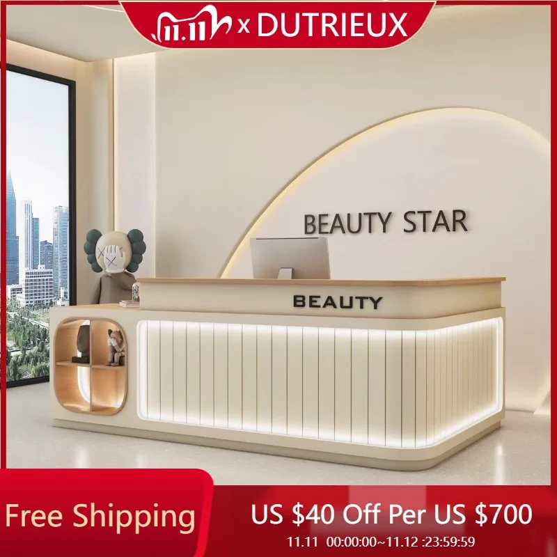 

Light Luxury Modern Reception Desks Counter Luxury Service Commericial Reception Desks White Salon Schreibtisch Office Furniture