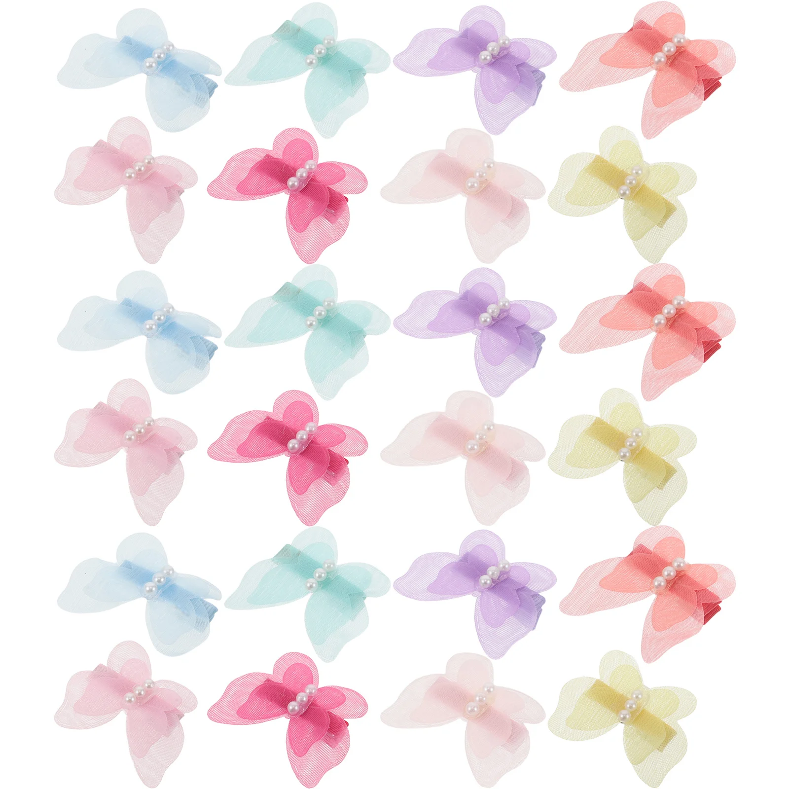 

24Pcs Pet Hair Clips Butterfly Elegant Simulation Pearls Assorted Colors for Dogs Cats Puppy Hair Accessories Dog Barrettes