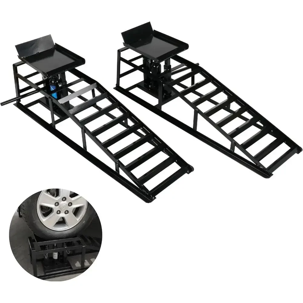 2-Pack 10,000 lbs Capacity Low Profile Car Lift Service Jack for Truck Trailer Garage - Black