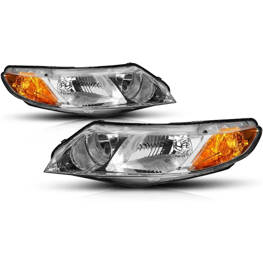 

Chrome Amber Headlights Replacement Compatible with 06-11 Honda Civic Sedan 4-Door