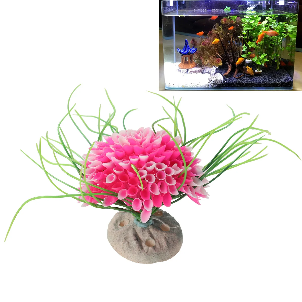 

Fish Tank Decorations Simulated Aquatic Plants Aquarium Artificial Fake for Bubbler Pink