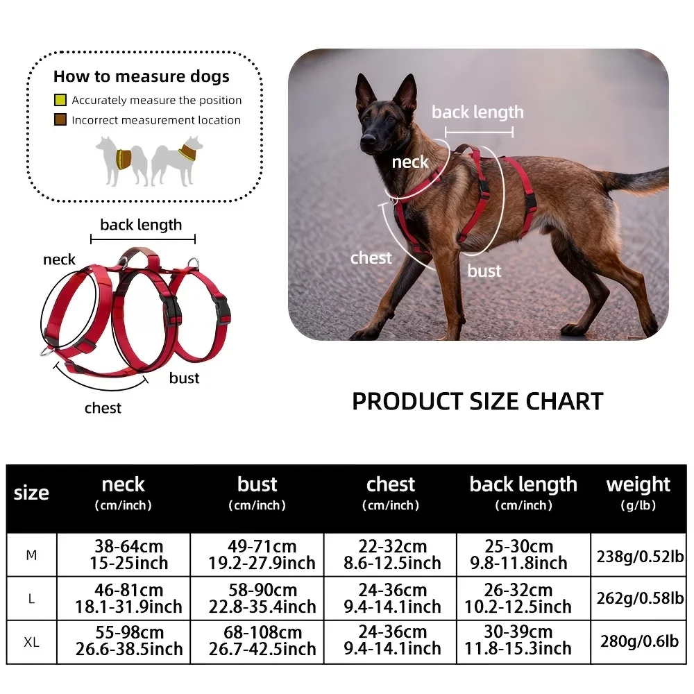 Strapazierfähiges Nylon-Geschirr für mittelgroße bis große Hunde, ausbruchsicheres Hundegeschirr, weich, bequem, atmungsaktiv und nicht stickig, D – Detail 2