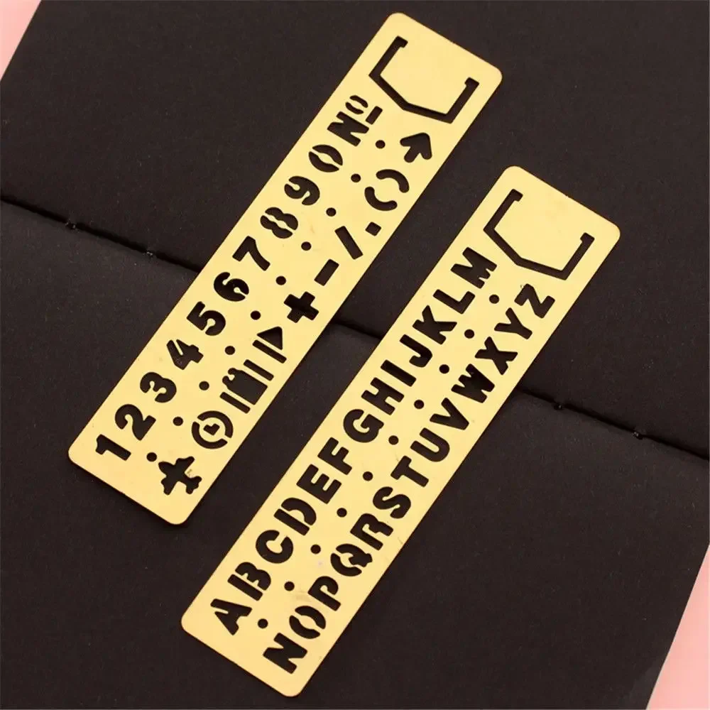 New 1pc Metal Hollow Straight Ruler Number Letter Pattern Bookmark Kawaii Stationery Painting Drawing Template Measuring Tools