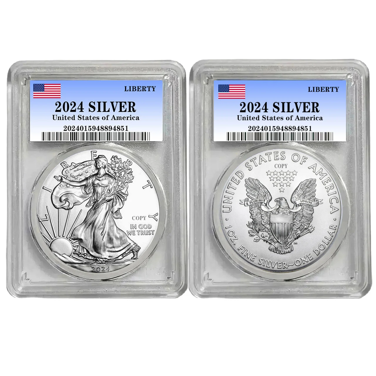 Manyetik olmayan 2024 ABD Liberty Kartal KOPYA Para 1 Oz Gümüş Paralar Koleksiyon Parası Mühürlü Kutu Paraları Koleksiyonu Mücadelesi Paraları