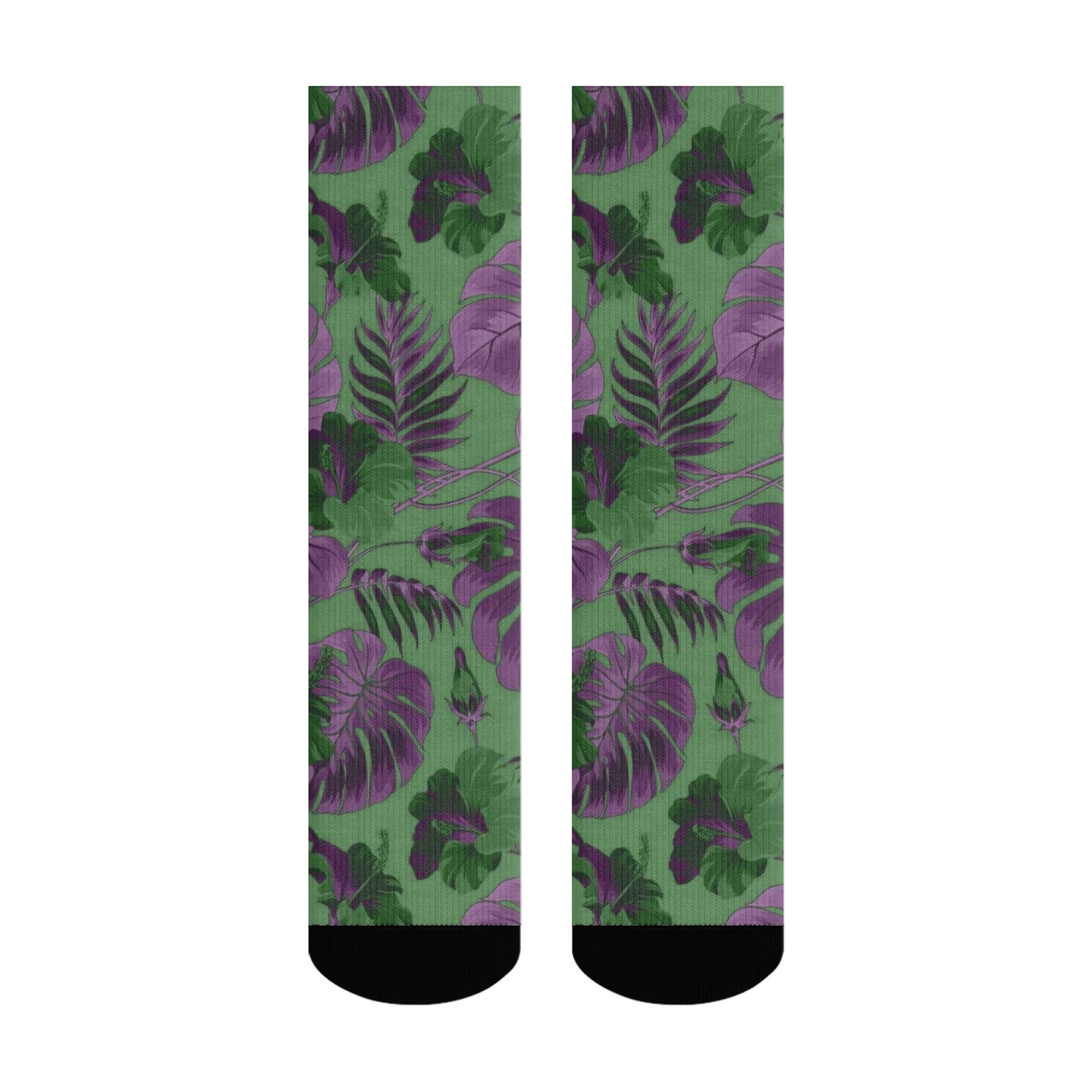 جوارب دائرية بنمط النباتات والزهور الاستوائية لجميع المواسم مضادة للانزلاق ومسامية وناعمة ومريحة للارتداء اليومي في الهواء الطلق المجنون