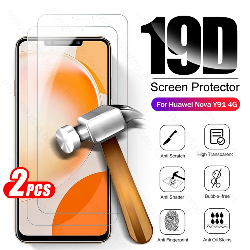 2PCS HD Tempered Glass For Huawei Nova Y91 Y 91 91Y 4G Screen Protector Film On Hauwei Huawey Novay91 4G STG-LX1, STG-LX2 6.95