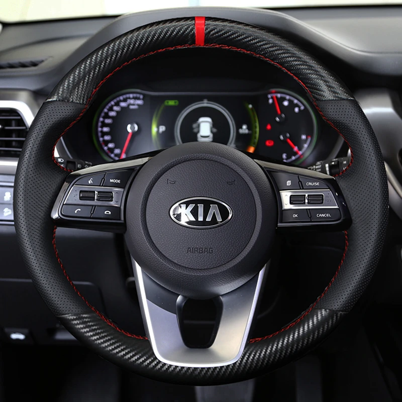 Custom DIY Car Steering Wheel Cover 100% Fit For Kia K5 Optima 2018 2019 Sportage 3 2019 Forte Ceed Cee'd 2017 2018 2019