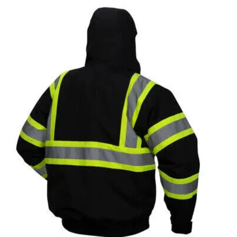 EN471 Insulated Safety Bomber VISIBILITY Reflective Weatherproof Thickened Rocker Fleece Jacket With Quilted Liner For ROAD WORK